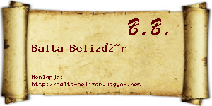 Balta Belizár névjegykártya